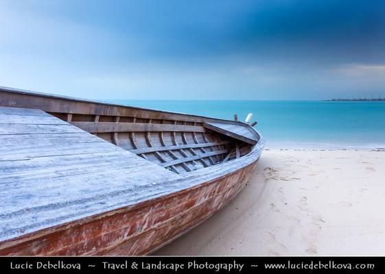 Qatar - Lonely Boat Standing Alone on Shores of Al Wakrah