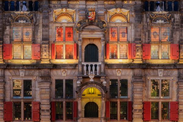 Red Shutters of the Delft City Hall (Stadhuis van Delft)