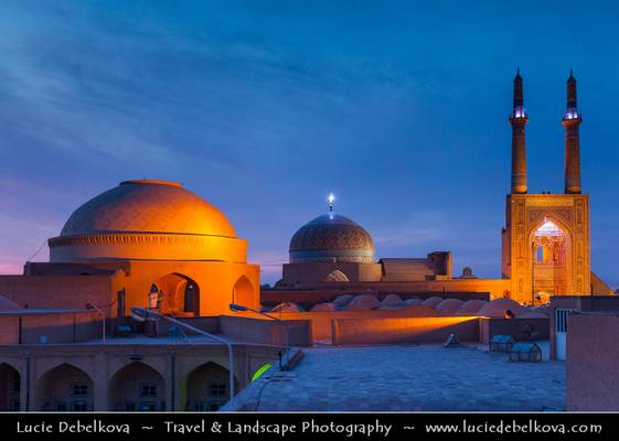 Iran - Yazd - Evening over Jameh Mosque (Masjed-e Jameh) Area