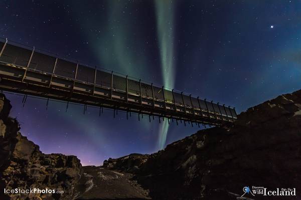 Northern Lights  over the Bridge Between Continents