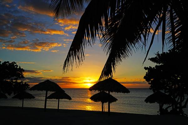 Picturesque sunset on the Playa Ancón, Trinidad, Cuba