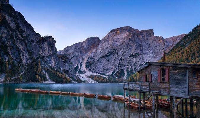 Sunrise, Lago di Braies, Dolomites, Italy