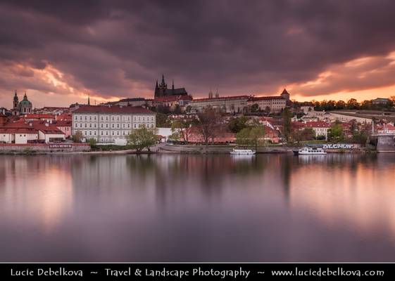 Czech Republic - Dramatic Stormy Sunset over Prague Castle