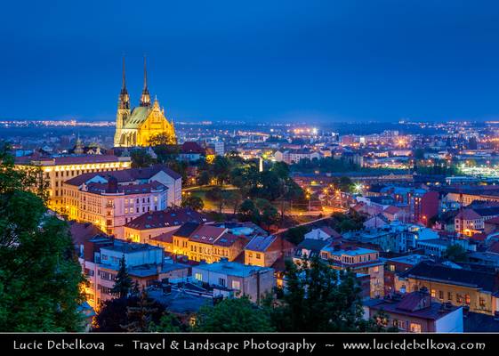 Czech Republic - Brno - St. Peter and Paul Cathedral - Capital of the South Moravian Region at Dusk - Twilight - Night