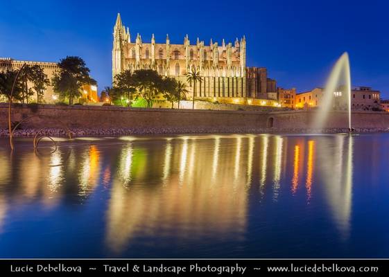 Spain - Mallorca - Cathedral in Palma de Mallorca at Dusk - Twilight - Night - Blue Hour