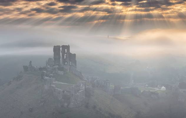 Corfe Castle In The Mist, Dorset