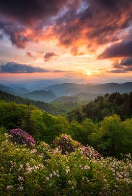 North Carolina Great Smoky Mountains Sunset Landscape Cherokee NC
