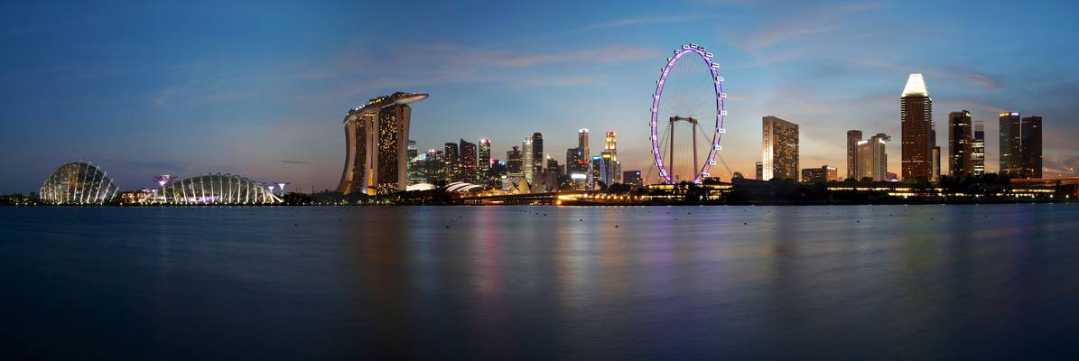 Gardens by the bay, Marina bay sands, CBD and Singapore Flyer, Singapore