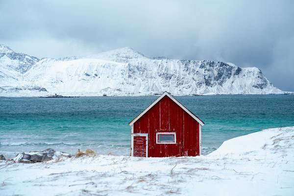 The Red Hut in the Snow - Lofoten