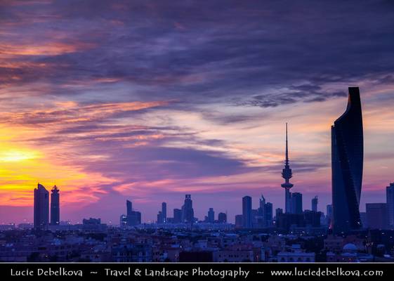 Kuwait - Magic Sunset over Kuwait City Skyline