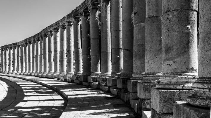 Receding Columns at the 1st Century Forum, Gerasa, Decapolis, Jerash Jordan