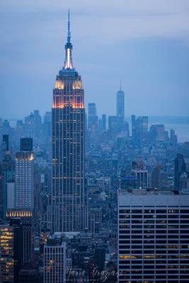 The Empire State Building lights up