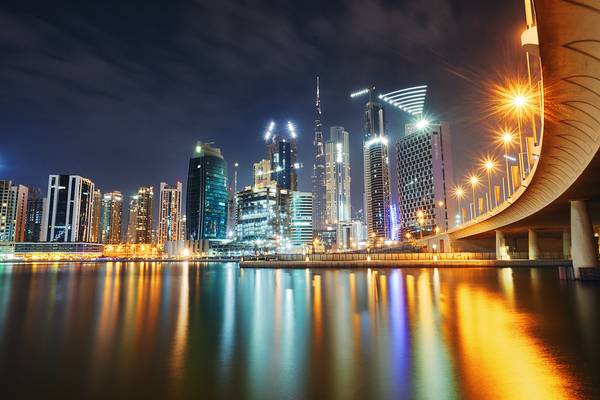 Dubai skyline from Al Abra street, UAE