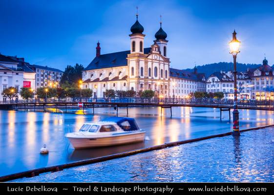 Switzerland - Rainy Dusk over Jesuitenkirche (Jesuit Church) in Stormy Lucerne / Luzern