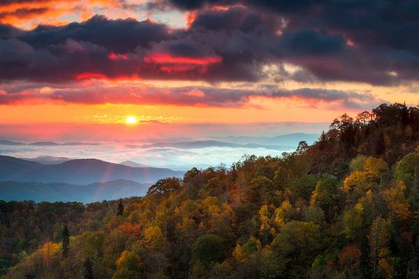 Blue Ridge Parkway North Carolina Autumn Sunrise Landscape Photography
