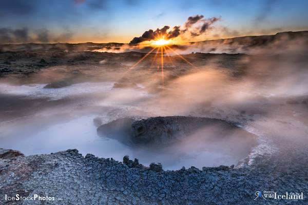 Geothermal area in the morning twilight - Iceland