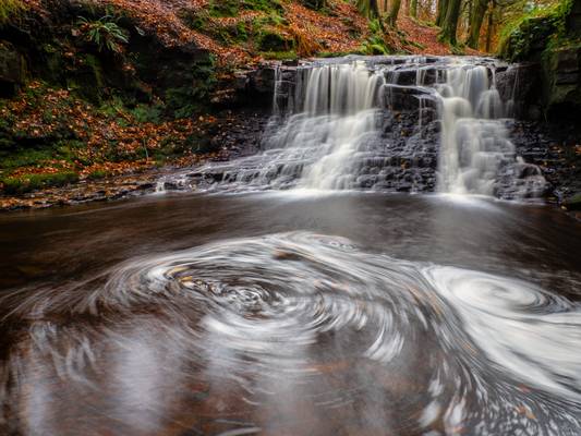 River Roddlesworth Upper Waterfall, Roddlesworth Forest, Lancashire, North West England
