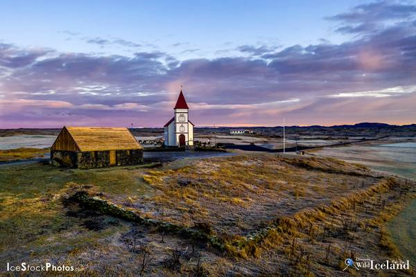 Kálfatjarnarkirkja at Vatnsleysuströnd - Iceland.