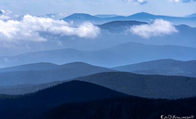 Mountain layers: blue ridges