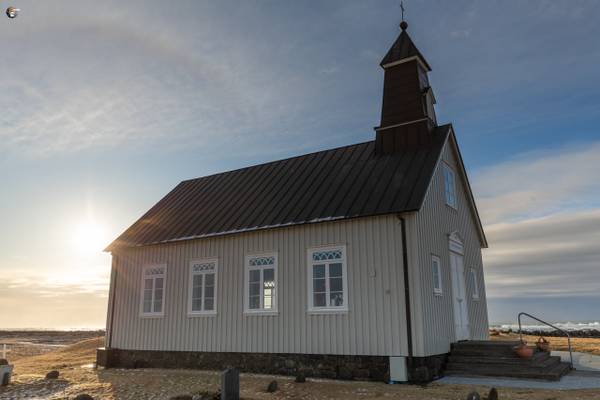 Strandakirkja in morning light