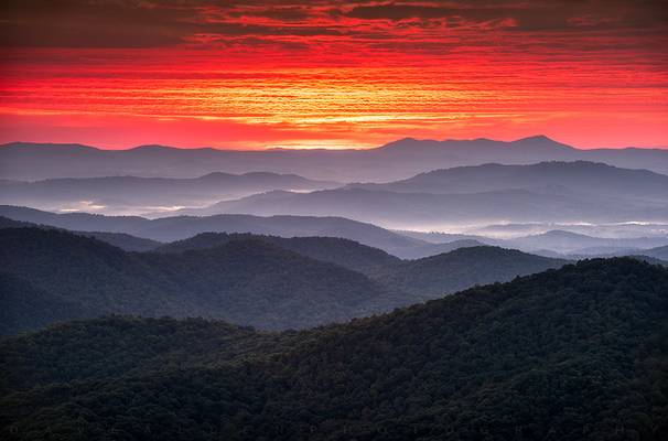 Appalachian Mountains Blue Ridge Parkway Nc Scenic Sunrise Landscape
