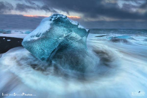 Ice cube on a Black Beach │ Iceland Landscape Photo