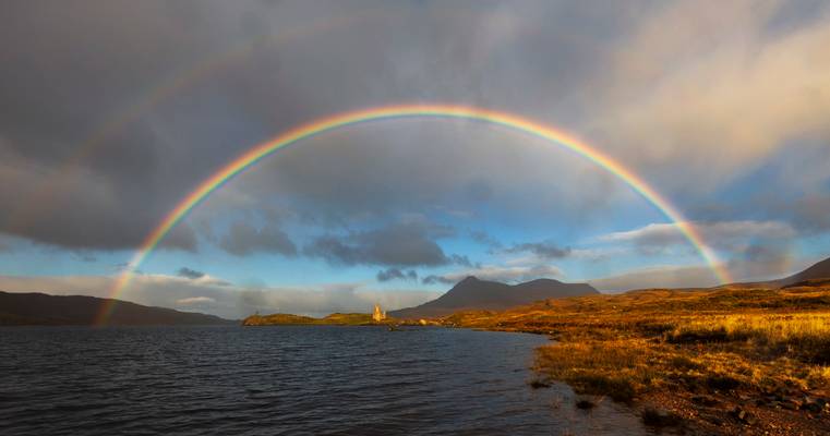 Double Rainbow Over Ardvreck Castle, Loch Assynt, Scotland