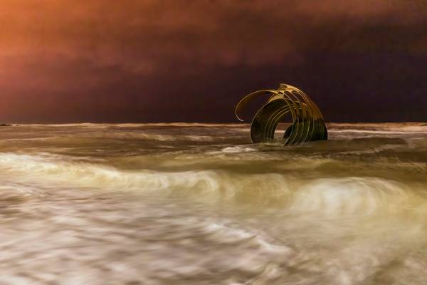 Sea Sculpture at 2.30am, Mary's Shell, Cleveleys, Lancashire