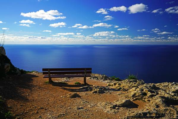 Bench with a great view, Dingli, Malta