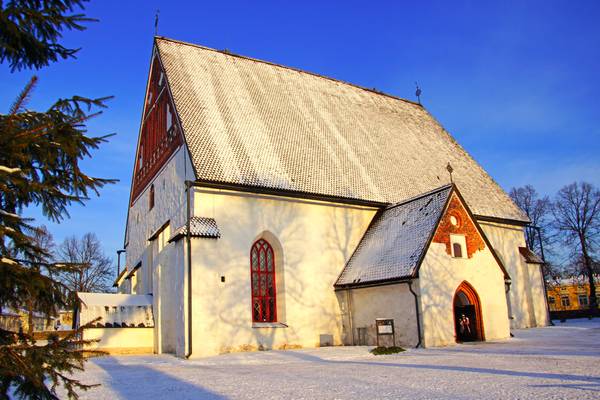 Porvoo Cathedral on a sunny winter day