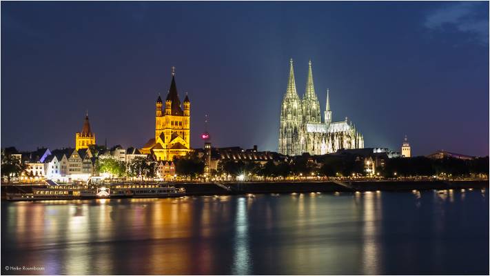 Skyline of Cologne at the end of the Blue Hour