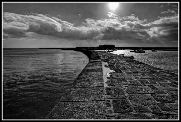 Lyme Regis HDR in B&W