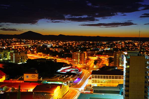 Windhoek skyline at the golden hour, Namibia
