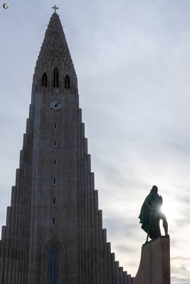 The Statue of Leif Eiriksson in front of Hallgrímskirkja
