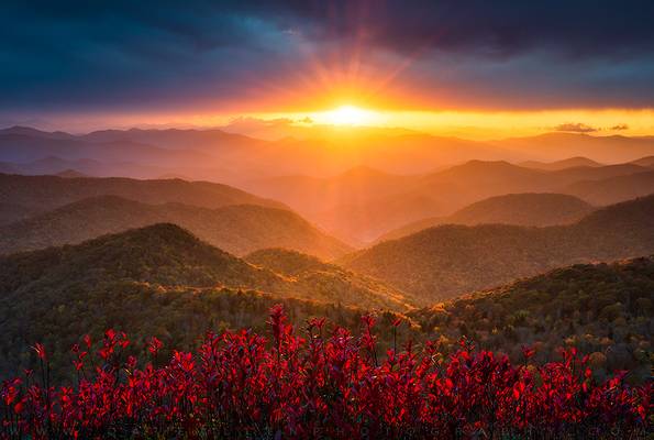 North Carolina Mountains Sunset Scenic Landscape Blue Ridge Parkway Asheville NC
