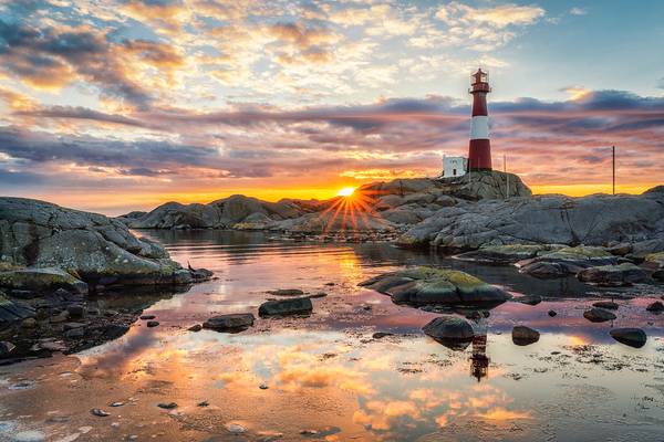 Norwegian lighthouse sunset