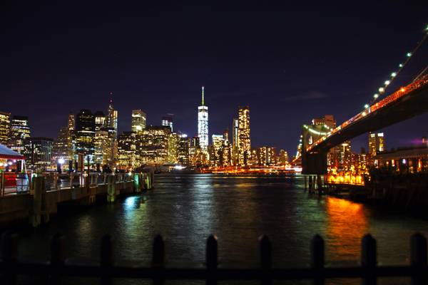 NYC by night. Manhattan skyline