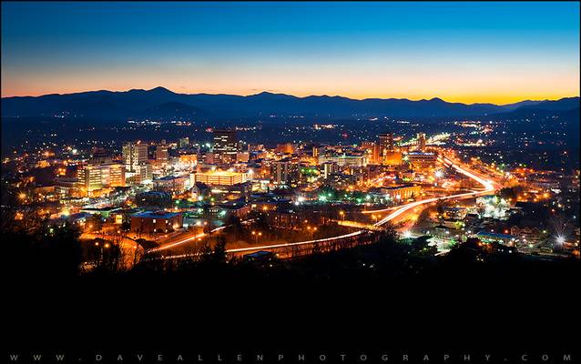 Asheville, NC City Skyline at Night