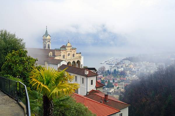 Locarno on a foggy winter day, Switzerland