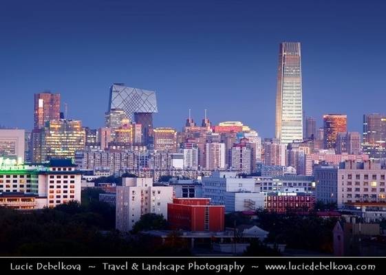 China - Beijing - Beijing Central Business District - CBD at Dusk - Twilight  - Blue Hour - Night