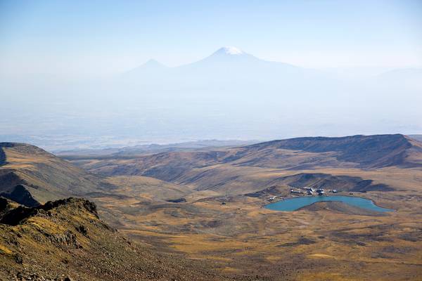 Kari lake and Ararat mountain from the top of Aragars