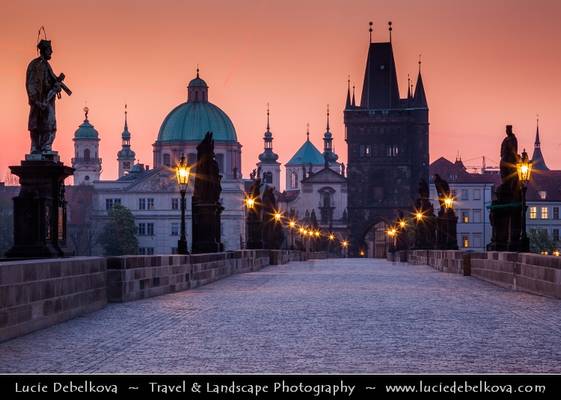 Czech Republic - Prague - Praha - Sunrise at Charles Bridge - Karlův most