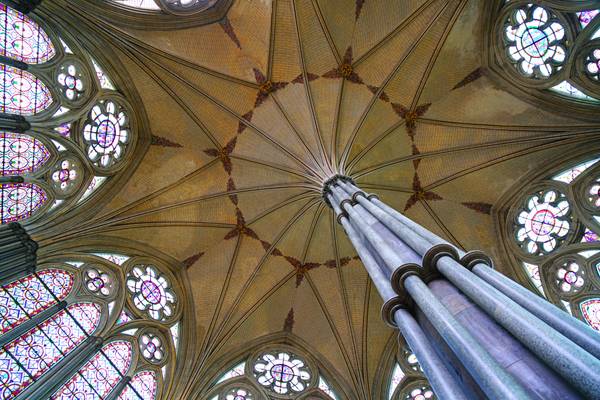 Pillar & vault, Salisbury Cathedral, UK