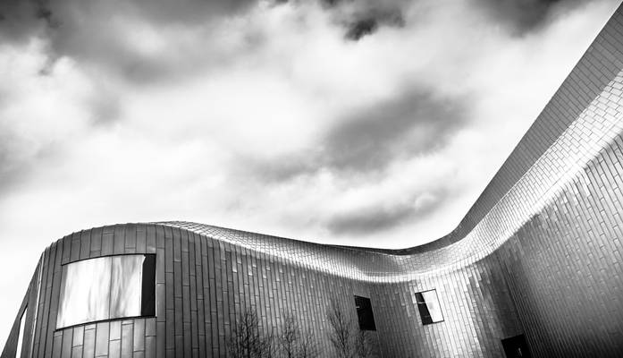 Riverside museum, Glasgow, Scotland - Black and white architecture photography