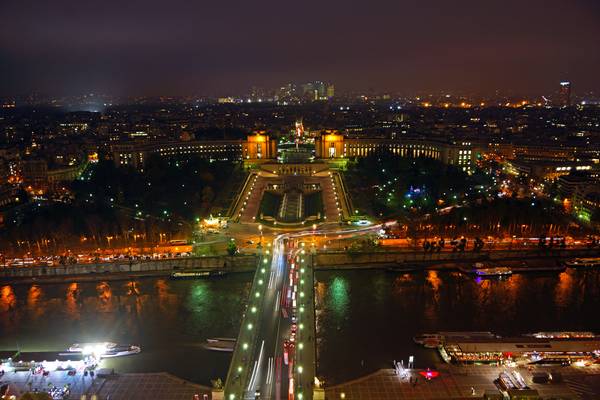 Paris by night. Pont d'Iéna from Eiffel Tower