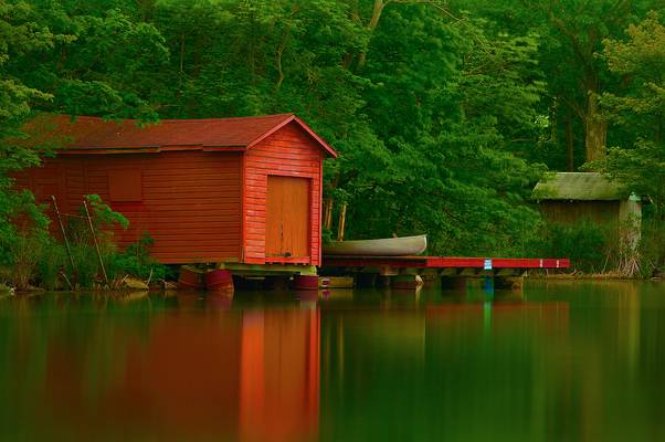 The boat house and the greenery
