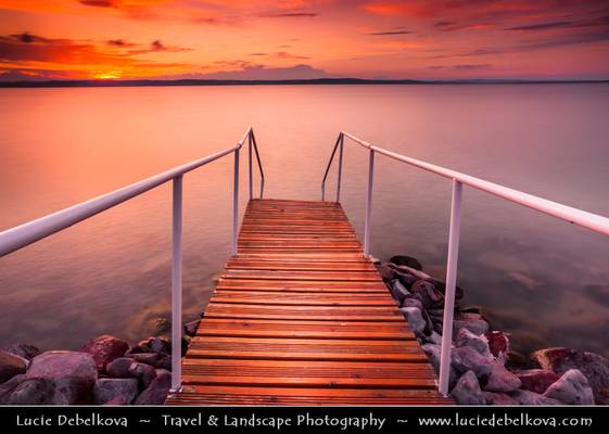 Hungary - Siofok - Sunset over Lake Balaton - Balcsi - Largest lake in Central Europe