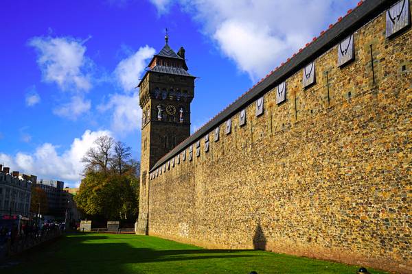 Cardiff Castle south wall & Clock Tower, Wales