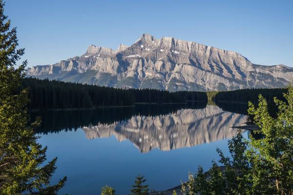 Mount Rundle reflected in Two Jack Lake