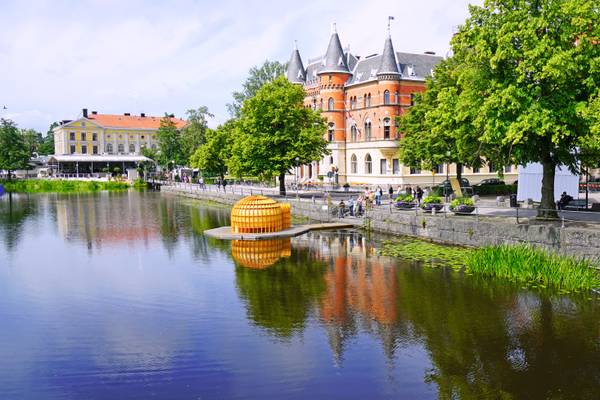 Wonderful reflections in Svartån river, Örebro, Sweden